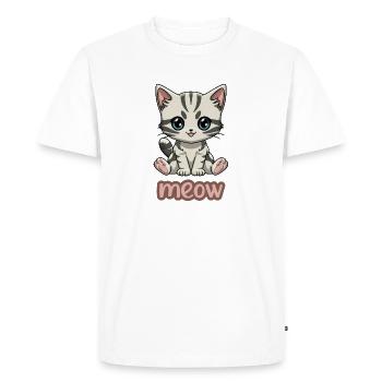 Sassy Kitten Meow - Adorable T-shirt félin amusant - T-shirt Premium bio Homme - blanc - Devant - Nico (187cm)
