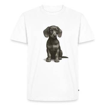 "Little floppy ear" - puppy dachshund - Men's Premium Organic T-Shirt - white - Front - Nico (187cm)