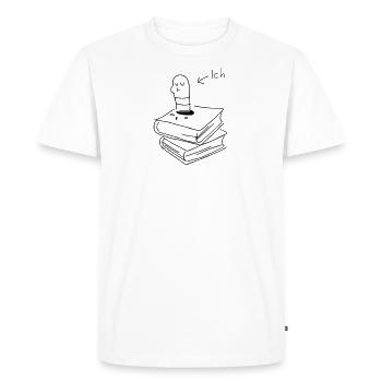 Bücherwurm - Männer Premium Bio T-Shirt - Weiß - Vorne - Nico (187cm)