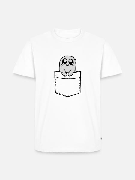 Chest pocket ghost take comic - Men's Premium Organic T-Shirt - white