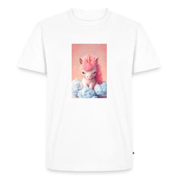 adorable bébé licorne endormi sur un nuage - T-shirt Premium bio Homme - blanc - Devant - Nico (187cm)