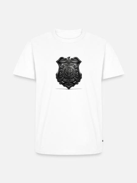 Schwarze Polizeiabzeichen-Silhouette - Männer Premium Bio T-Shirt - Weiß