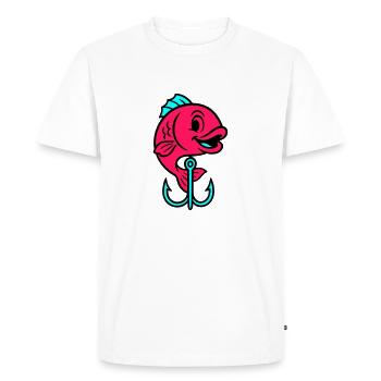 Fish Fish Hook Comic - Men's Premium Organic T-Shirt - white - Front - Nico (187cm)