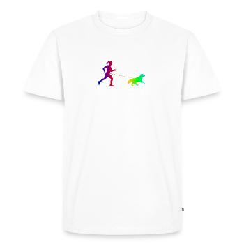 Ski de fond - Canicross - Chien - Coureur sportif canin - T-shirt Premium bio Homme - blanc - Devant - Nico (187cm)