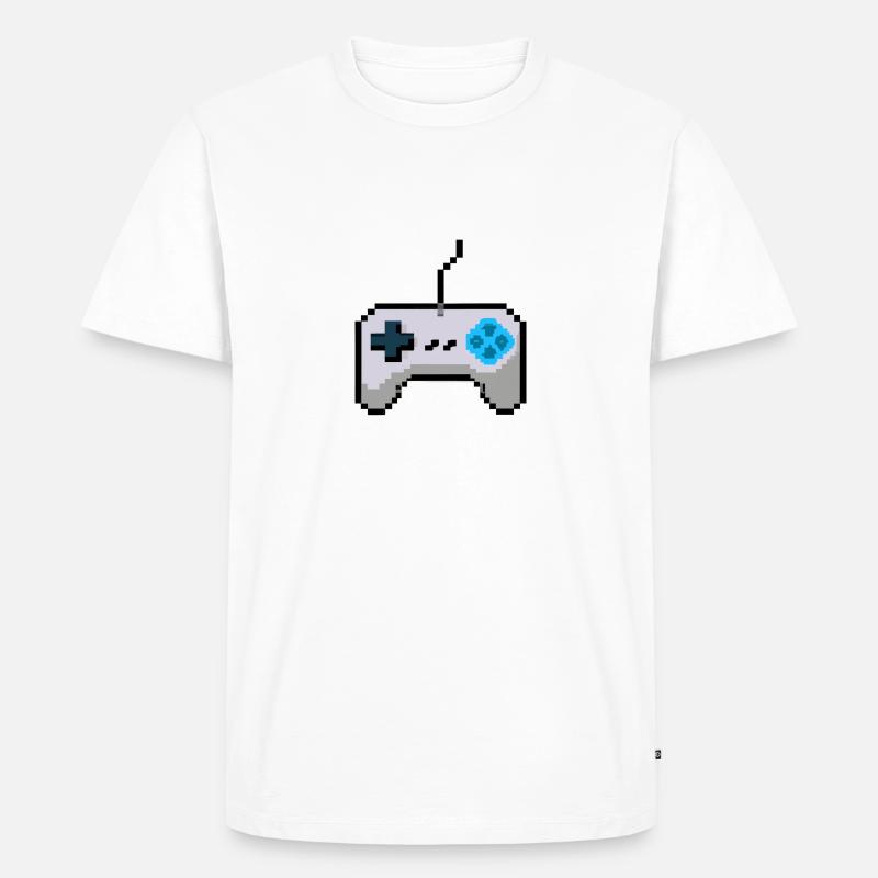 Pixelart Gamecontroller - Männer Premium Bio T-Shirt - Weiß