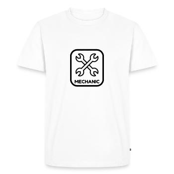 mécanique / mécanicien / mécano / garage - T-shirt Premium bio Homme - blanc - Devant - Nico (187cm)