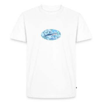 A shark in the sea - diver and deep-sea fisherman logo - Men's Premium Organic T-Shirt - white - Front - Nico (187cm)