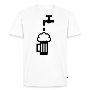 Beer Mug & Tap (Keg Beer / Draught Beer / Black) - Men's Premium Organic T-Shirt - white - Front - Nico (187cm)