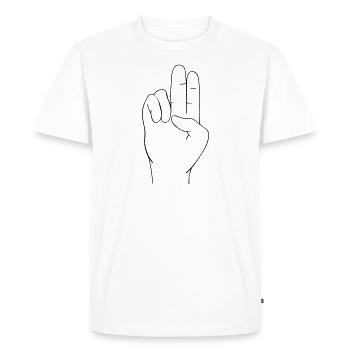 Hand sign - Men's Premium Organic T-Shirt - white - Front - Nico (187cm)