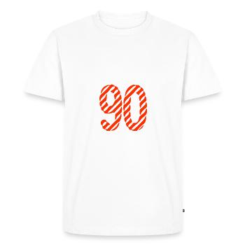 90. 90 YEARS. 90TH ANNIVERSARY. 90TH ANNIVERSARY. - Men's Premium Organic T-Shirt - white - Front - Nico (187cm)