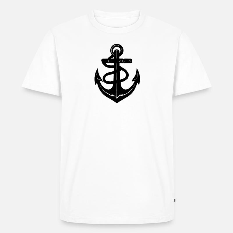 Anker Boot Schiff Nautik - Männer Premium Bio T-Shirt - Weiß