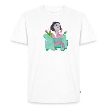 woman, pop-art, abstract, plants,pink, green - Men's Premium Organic T-Shirt - white - Front - Nico (187cm)