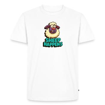 Les moutons arrivent – c’est comme ça - T-shirt Premium bio Homme - blanc - Devant - Nico (187cm)