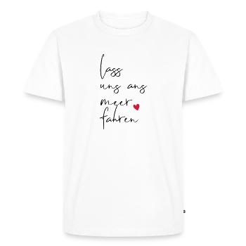 Lass uns ans Meer fahren Spruch - Männer Premium Bio T-Shirt - Weiß - Vorne - Nico (187cm)