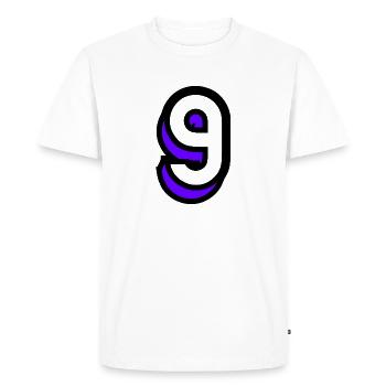 9. 9 ANS. 9e ANNIVERSAIRE. ANNIVERSAIRE 9 ANS. 9 - T-shirt Premium bio Homme - blanc - Devant - Nico (187cm)