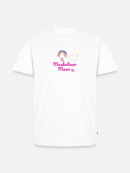 Mann, maskulin,einhorn,Herz, - Männer Premium Bio T-Shirt - Weiß