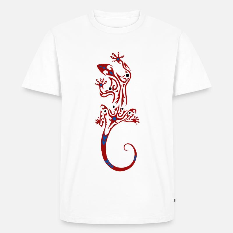 Stammes-Eidechse - Männer Premium Bio T-Shirt - Weiß