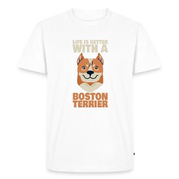 Life Is Better With A Boston Terrier - Men's Premium Organic T-Shirt - white - Front - Nico (187cm)