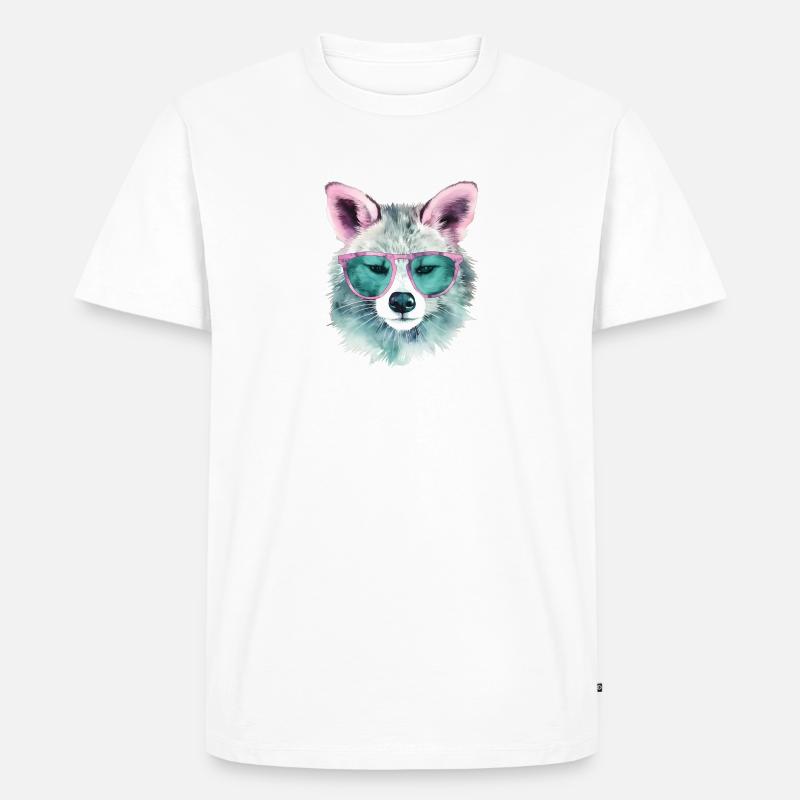 Waschbär mit Sonnenbrille - Männer Premium Bio T-Shirt - Weiß