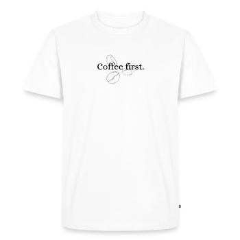 Coffee First | Coffee Lovers - Men's Premium Organic T-Shirt - white - Front - Nico (187cm)