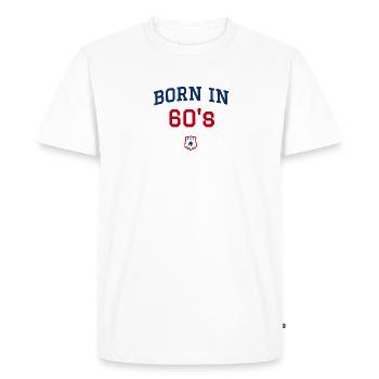 Born in 60's - T-shirt Premium bio Homme - blanc - Devant - Nico (187cm)