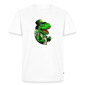 St Patrick's Day T-Rex Dinosaur with Cylinder - Men's Premium Organic T-Shirt - white - Front - Nico (187cm)