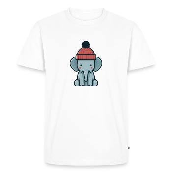 Winter Pachyderm Elephant with Red Beanie Hat - Men's Premium Organic T-Shirt - white - Front - Nico (187cm)