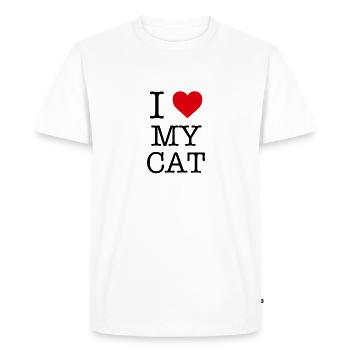 J’aime mon chat - Je cœur mon chat - T-shirt Premium bio Homme - blanc - Devant - Nico (187cm)