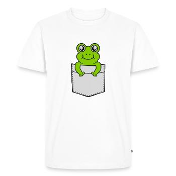 Breast pocket small sweet frog - Men's Premium Organic T-Shirt - white - Front - Nico (187cm)
