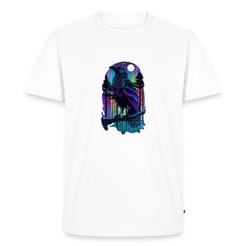 Raven Neon Watercolor Forest Animal Bird Gothic Metal - Men's Premium Organic T-Shirt - white - Front - Nico (187cm)