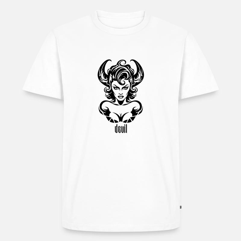Devil Woman with devil print - Männer Premium Bio T-Shirt - Weiß