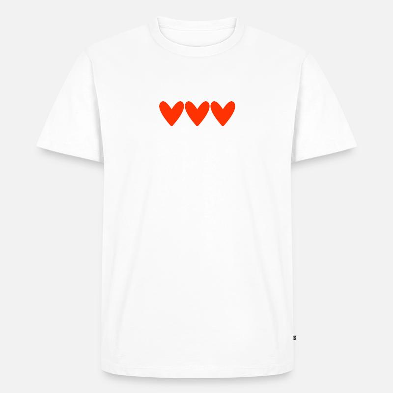 Gestapelte Herzen im roten Illustrationsstil - Männer Premium Bio T-Shirt - Weiß