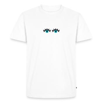 Je vois tes yeux - T-shirt Premium bio Homme - blanc - Devant - Nico (187cm)