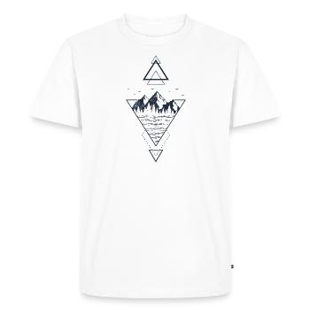 Conception géométrique Montagnes du lac Nature - T-shirt Premium bio Homme - blanc - Devant - Nico (187cm)