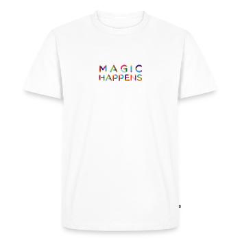 Magic happens - Men's Premium Organic T-Shirt - white - Front - Nico (187cm)