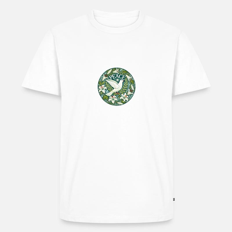 Peace Statement mit Friedenstaube - Männer Premium Bio T-Shirt - Weiß