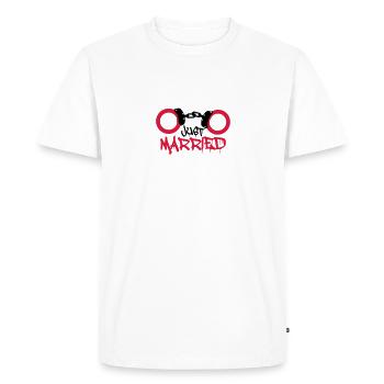 Juste mariés menottes commencés drôle - T-shirt Premium bio Homme - blanc - Devant - Nico (187cm)