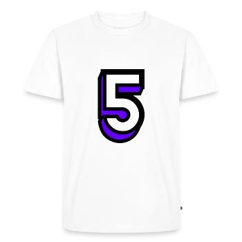 5. 5 ANS. 5e ANNIVERSAIRE. ANNIVERSAIRE 5 ANS. 5 - T-shirt Premium bio Homme - blanc - Devant - Nico (187cm)
