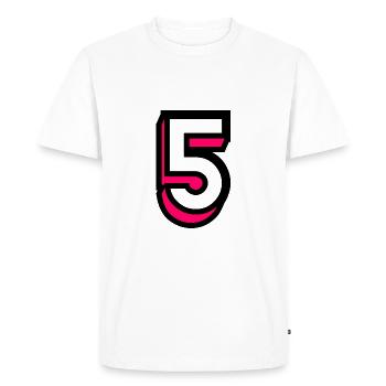 5. 5 ANS. 5e ANNIVERSAIRE. ANNIVERSAIRE 5 ANS. 5 - T-shirt Premium bio Homme - blanc - Devant - Nico (187cm)