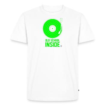 Old School Inside - Turntable Green - Men's Premium Organic T-Shirt - white - Front - Nico (187cm)