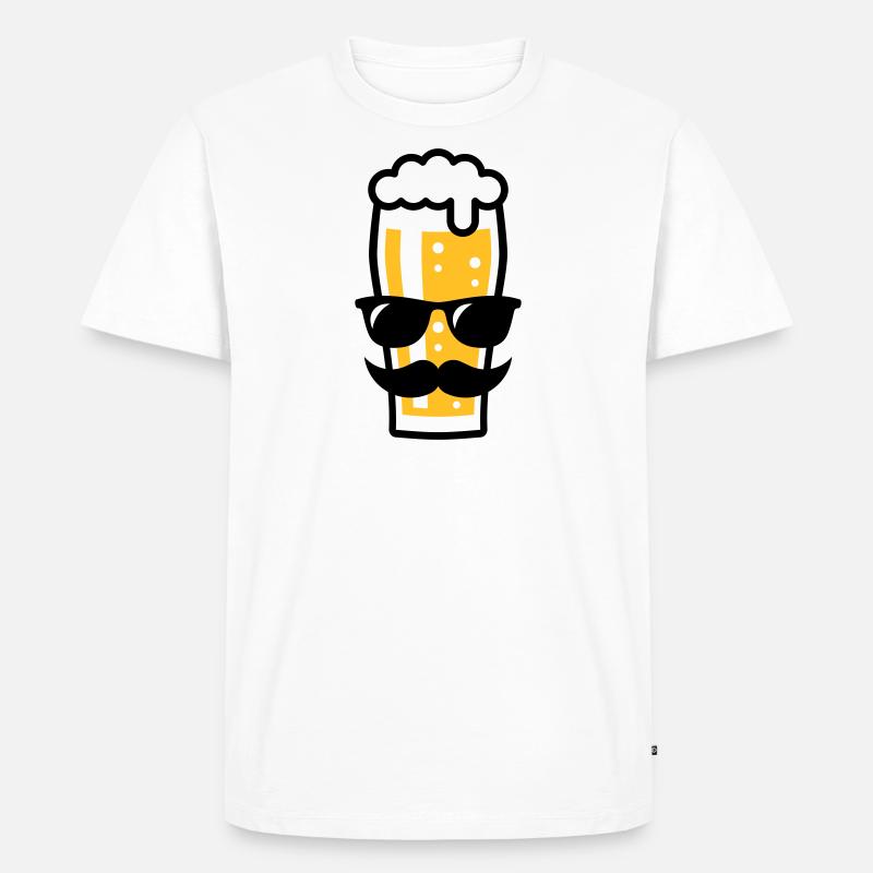 Bierglas (Bier / Sonnenbrille / Schnurrbart / 2C) - Männer Premium Bio T-Shirt - Weiß