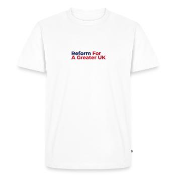 Reform For A Greater UK - Men's Premium Organic T-Shirt - white - Front - Nico (187cm)