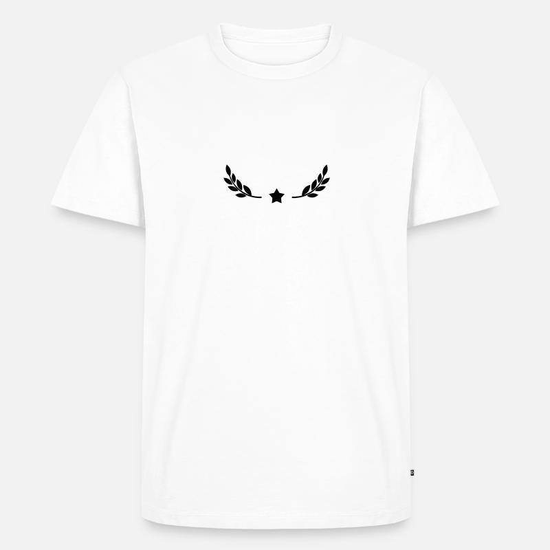 Stern mit Lorbeerkranz Design - Männer Premium Bio T-Shirt - Weiß