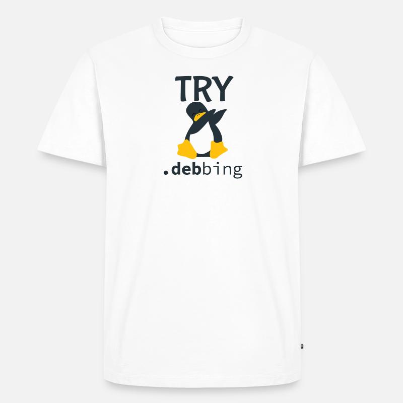 Dabbing Pinguin Try .debbing - Männer Premium Bio T-Shirt - Weiß