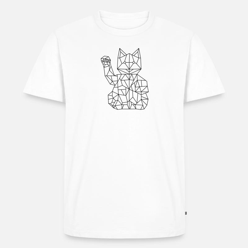 Fortune Cat Maneki-neko Polygon - Männer Premium Bio T-Shirt - Weiß