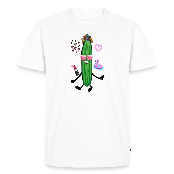 Cucumber, Girls, Flamingo, Hearts, Party Cucumber - Men's Premium Organic T-Shirt - white - Front - Nico (187cm)