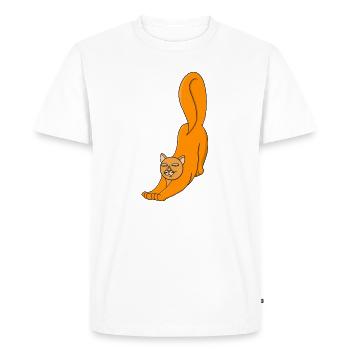 Chat Orange Étirant - T-shirt Premium bio Homme - blanc - Devant - Nico (187cm)