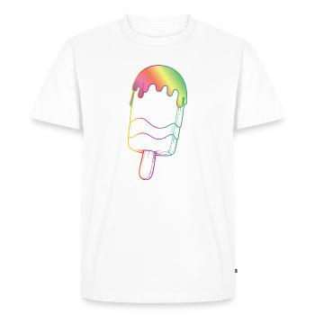 Contour de glace arc-en-ciel style néon - T-shirt Premium bio Homme - blanc - Devant - Nico (187cm)