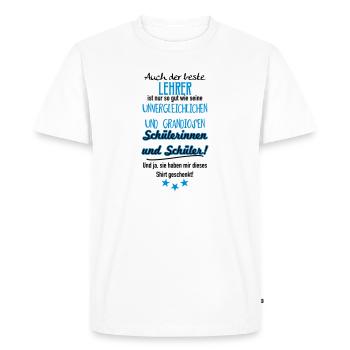Bester Lehrer Shirt - Männer Premium Bio T-Shirt - Weiß - Vorne - Nico (187cm)