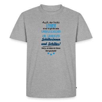 Bester Lehrer Shirt - Männer Premium Bio T-Shirt - Grau meliert - Vorne - Nico (187cm)